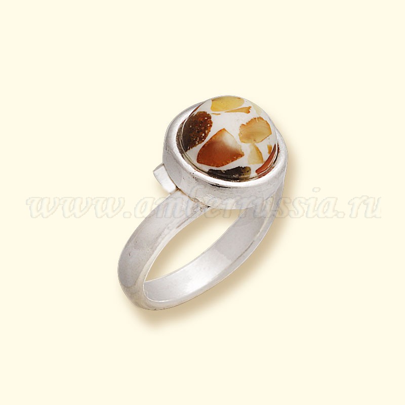 Кольцо Посеребрение, янтарь