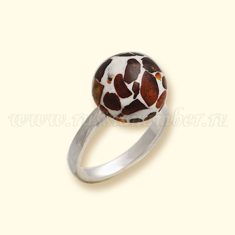 Кольцо Посеребрение, янтарь