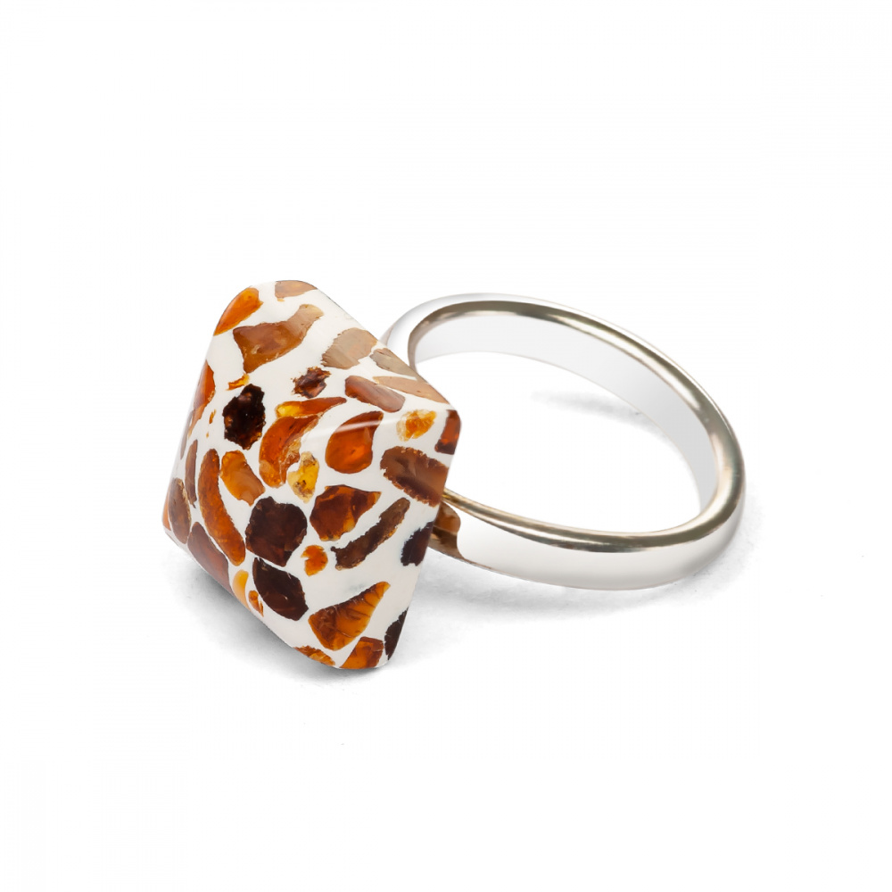 Кольцо из ювелирной смолы с Янтарем Посеребрение Кольцо из ювелирной смолы с Янтарем Посеребрение