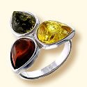 Кольцо Посеребрение, янтарь