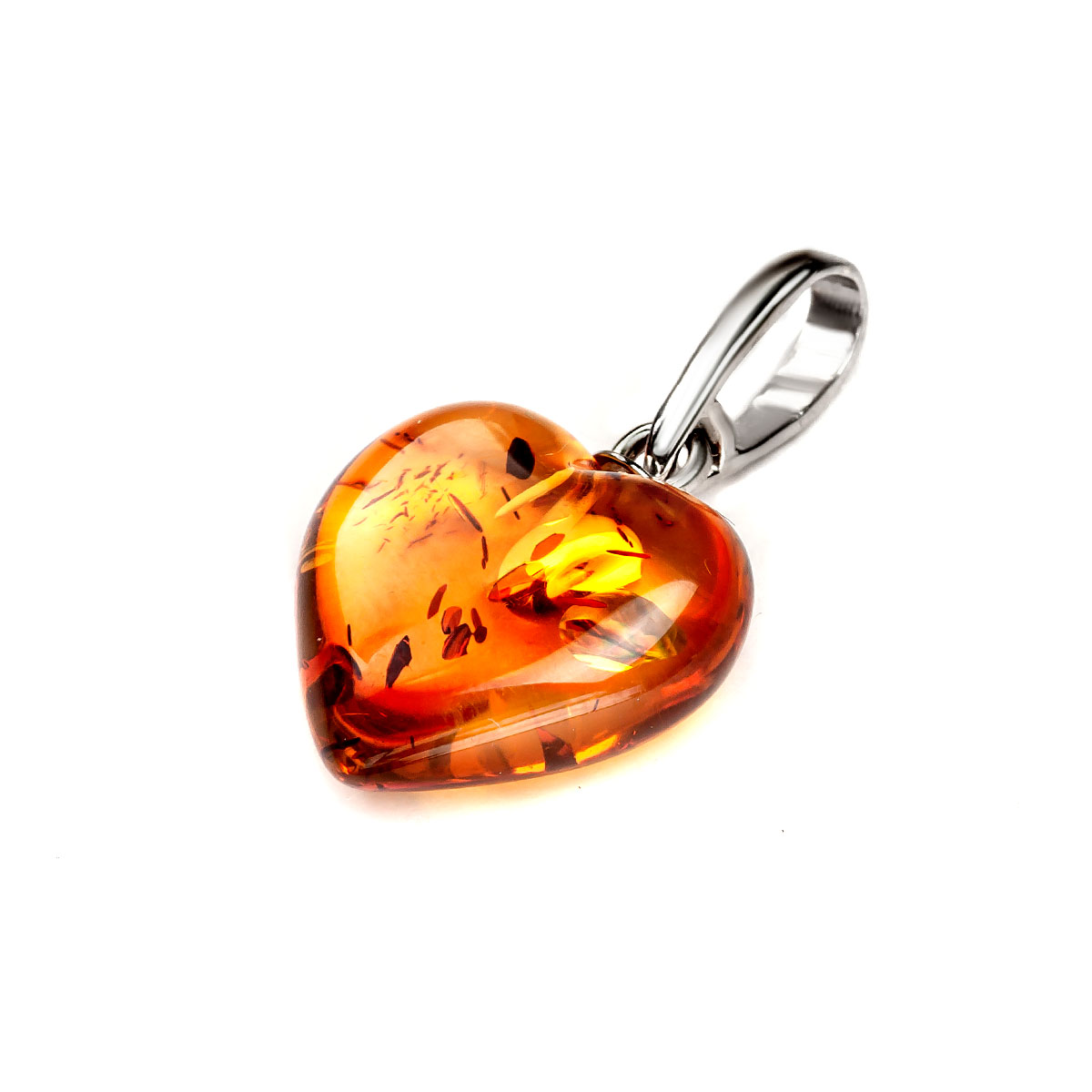 Кулон, янтарь сердце, серебро 925 Кулон, янтарь сердце, серебро 925
