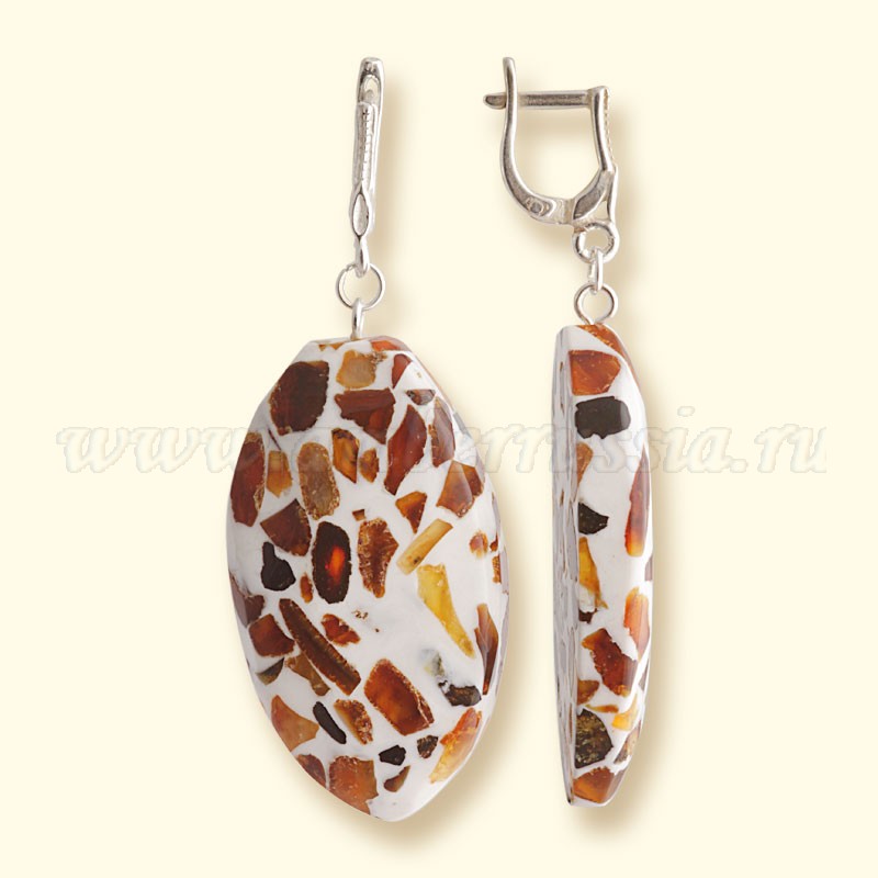 Серьги Посеребрение, янтарь Серьги Посеребрение, янтарь